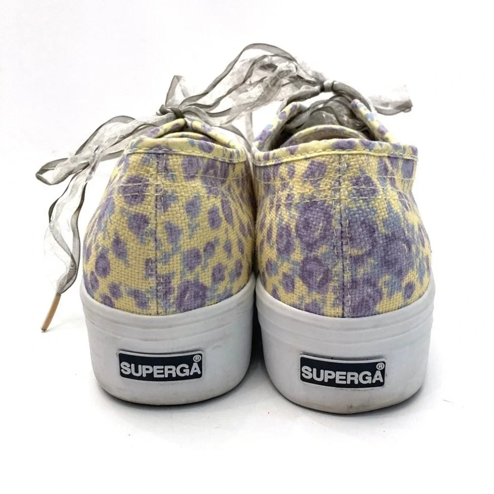 Superga x LoveShackFancy Platform Sneakers Purple Rain Womens 8 EU 39 Floral